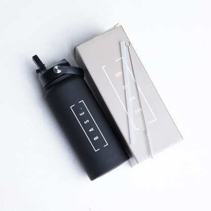 Original 1L Water Bottle - Khaki (Black Logo)