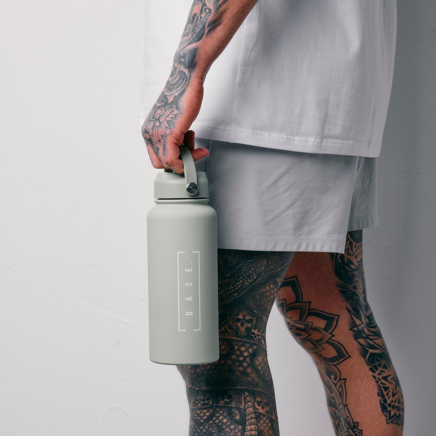 Original 1L Water Bottle - Khaki (White Logo)